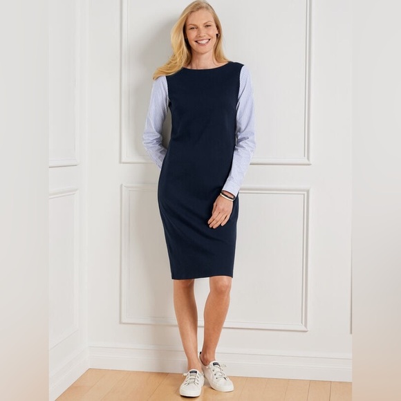 Talbots Dresses & Skirts - New Talbots Women’s Navy/White Stripe Sleeves Interlock Shift Dress Size XL